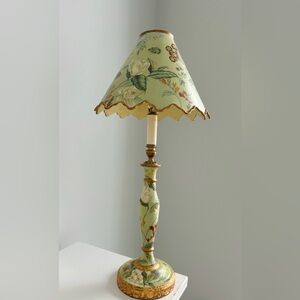 Floral Patterned Table Lamp with Green and Gold Accents
